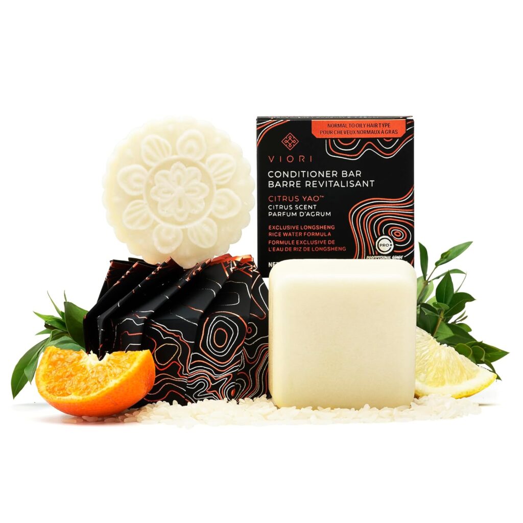 Viori Citrus Yao Shampoo and Conditioner Bar Set Made with Rice Water - Handcrafted Sulfate Free Shampoo and Conditioner